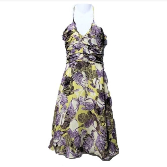 Anthropologie LITHE Floral Ruffle Halter Midi Dress 4P - Picture 9 of 9